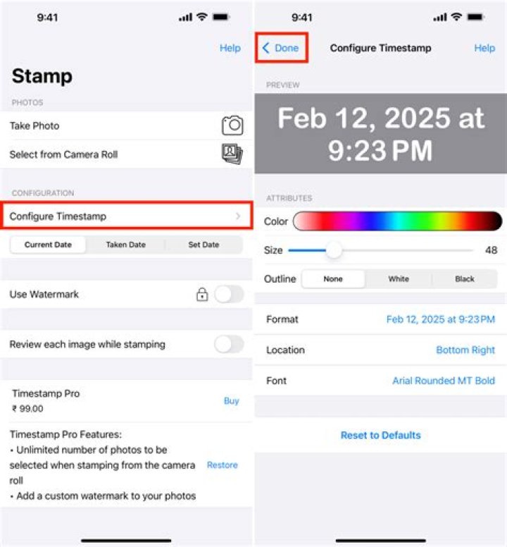 Does iphone timestamp photos?