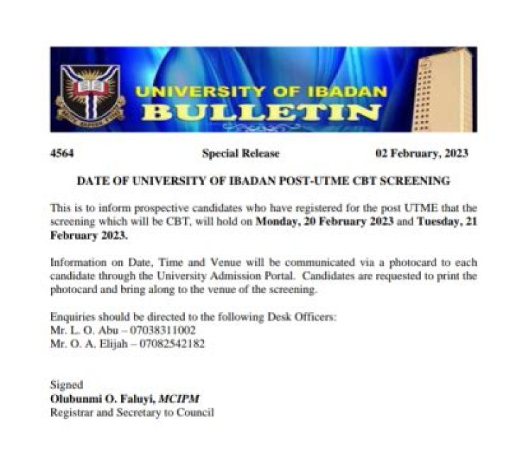 Has ui release post utme date?