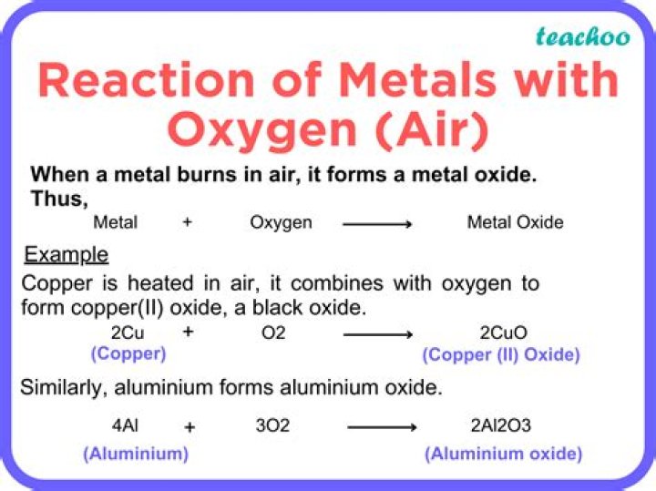 How do different metals react with oxygen?