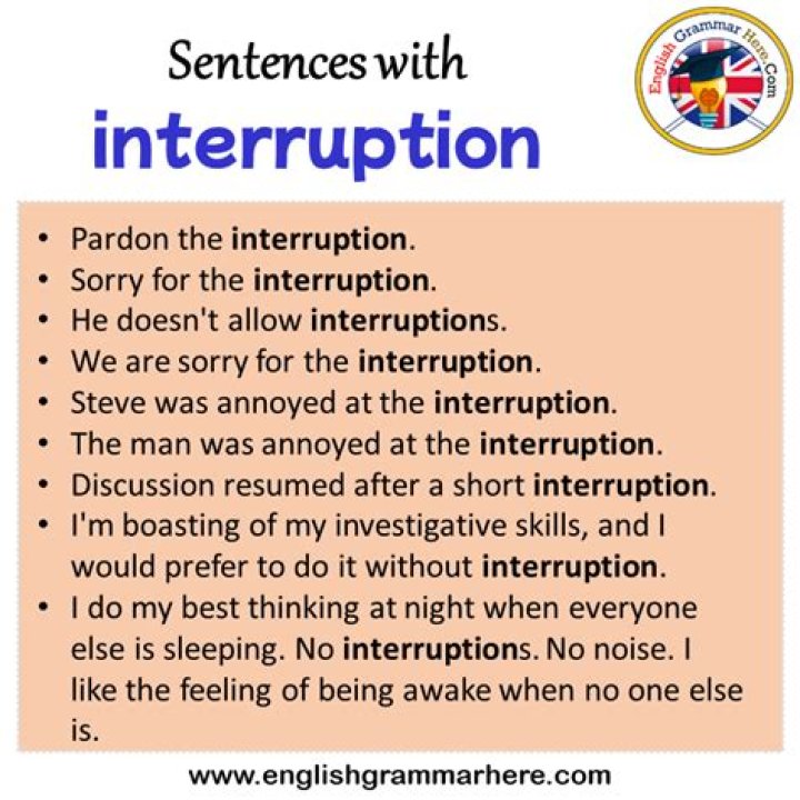 Interruption in sentence examples?