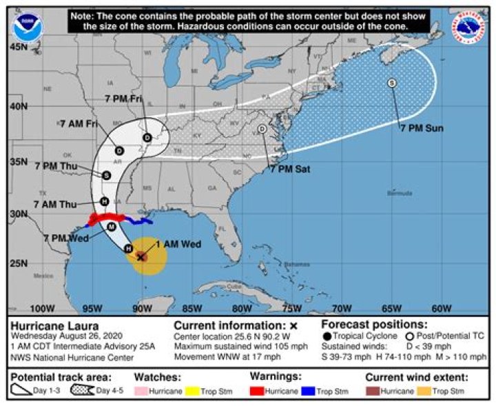 Whats hurricane lauras path?