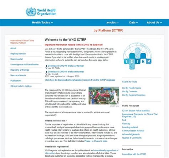 Who platform clinical trials?